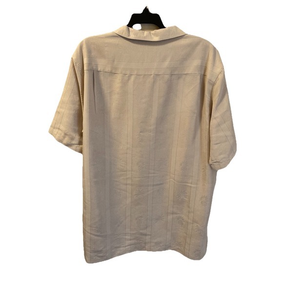 Caribbean Shirt Sz 2XLT Tan Cream Wood Button Modal Blend Tropical Hawaiian - Picture 7 of 9